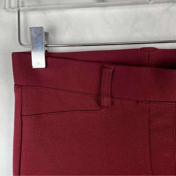Express Mid Rise Pull-On Flare Trouser Dress Pants Elastic Waist Burgundy Red XS - Picture 4 of 12